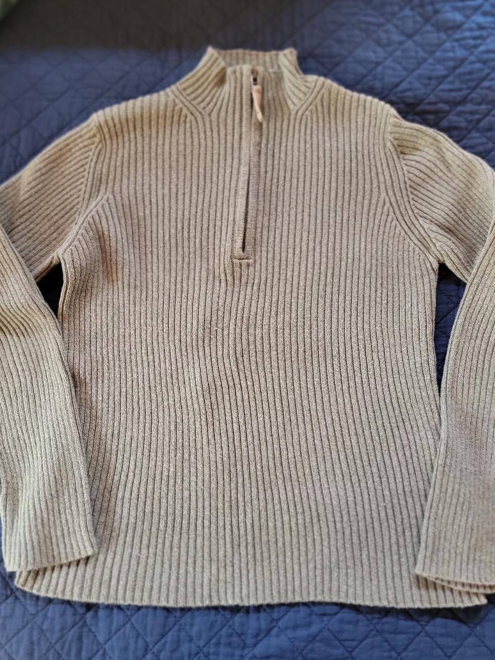 Woolrich Women's Ribbed Zip Mock-Neck Sweater in Olive Green